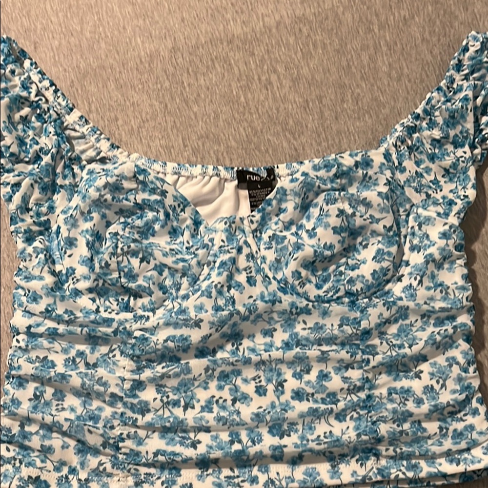Rue21 Blue Ruched Cap Sleeve Blouse